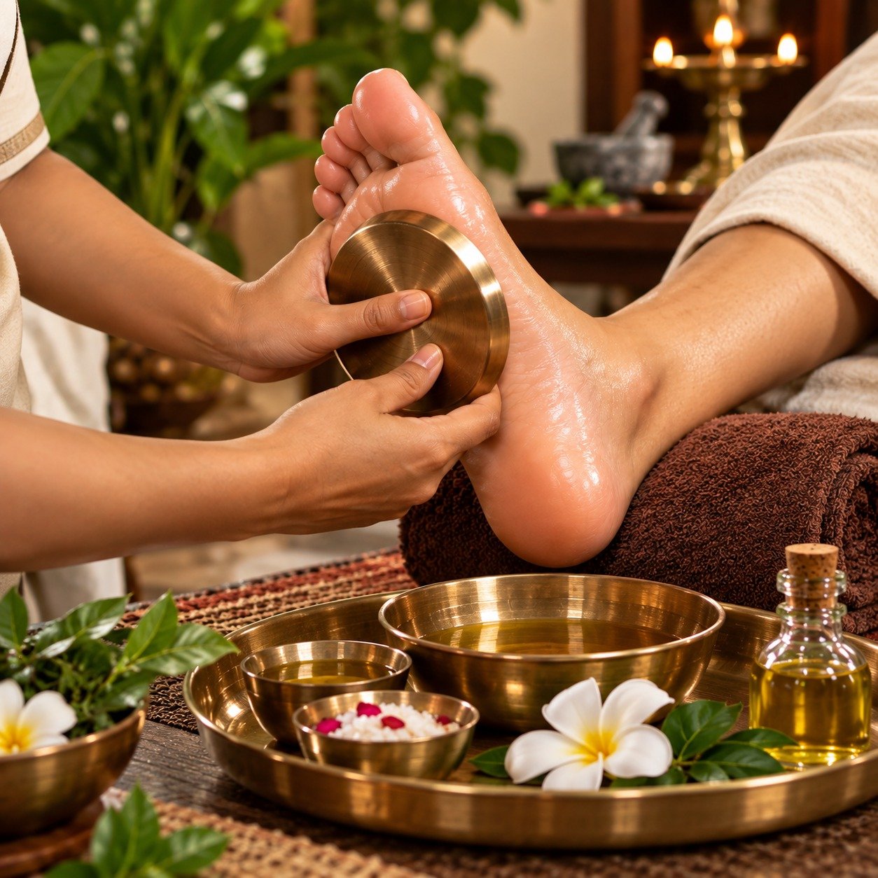 Kansya Thali Ayurvedic Foot Massage