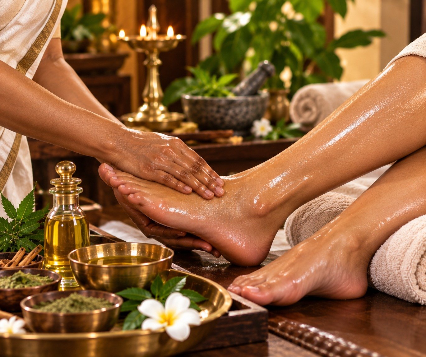 Salt Foot Bath and Pedicure
